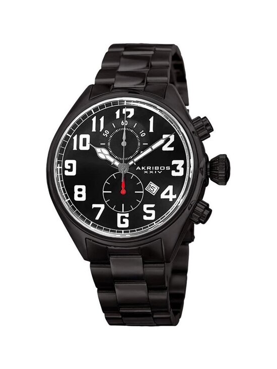 NWT Akribos XXIV Trek Chronograph Quartz Black Dial Men\'s Watch